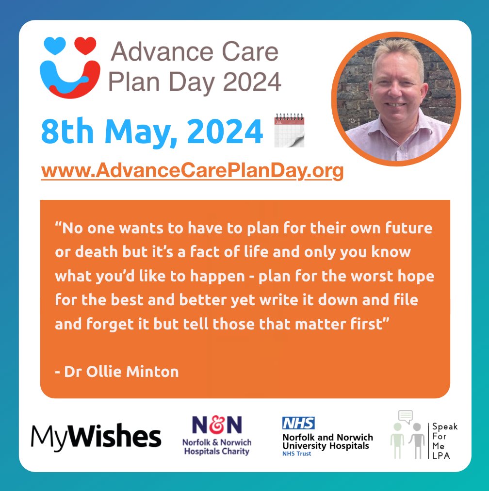 I have an Advance Care Plan not because I have a serious illness but because I have a family. #TheWayWeTalkAboutDyingMatters @EOLC_TeamMRI @SPCTWythenshawe @paulawooparr @NMGNursingfocus @DArmstrong70 @Kimberley_S_J @ACPDay2024 @DyingMatters