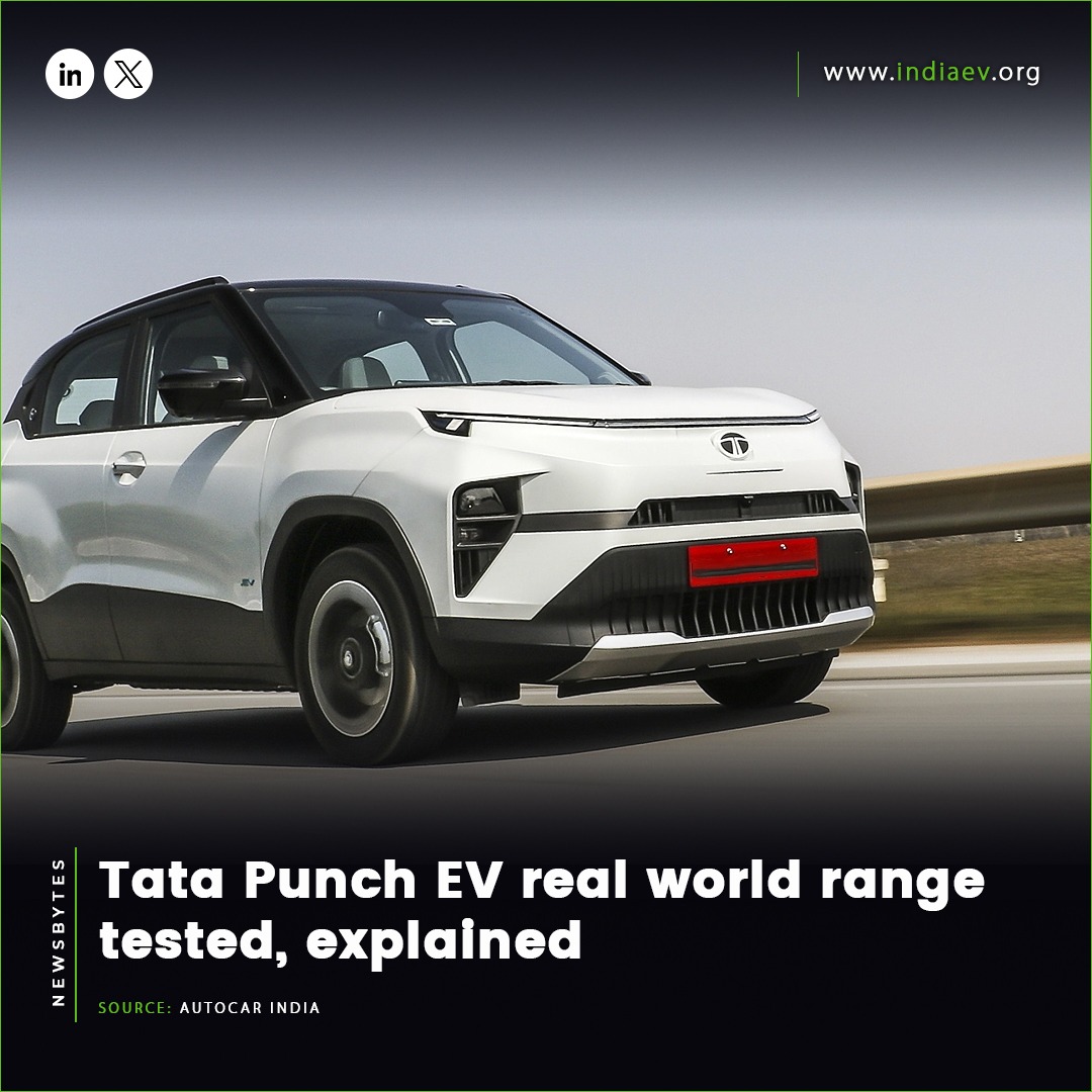 Tata Punch EV real world range tested, explained
Punch EV Long Range variants have a 35kWh battery with a claimed range of 421km.

#TataPunchEV #ElectricVehicle #EVRange #EcoFriendly #Sustainable #GoGreen #GreenTech #GreenIndia #IndiaEVShow #RenewableEnergy #EntrepreneurIndia