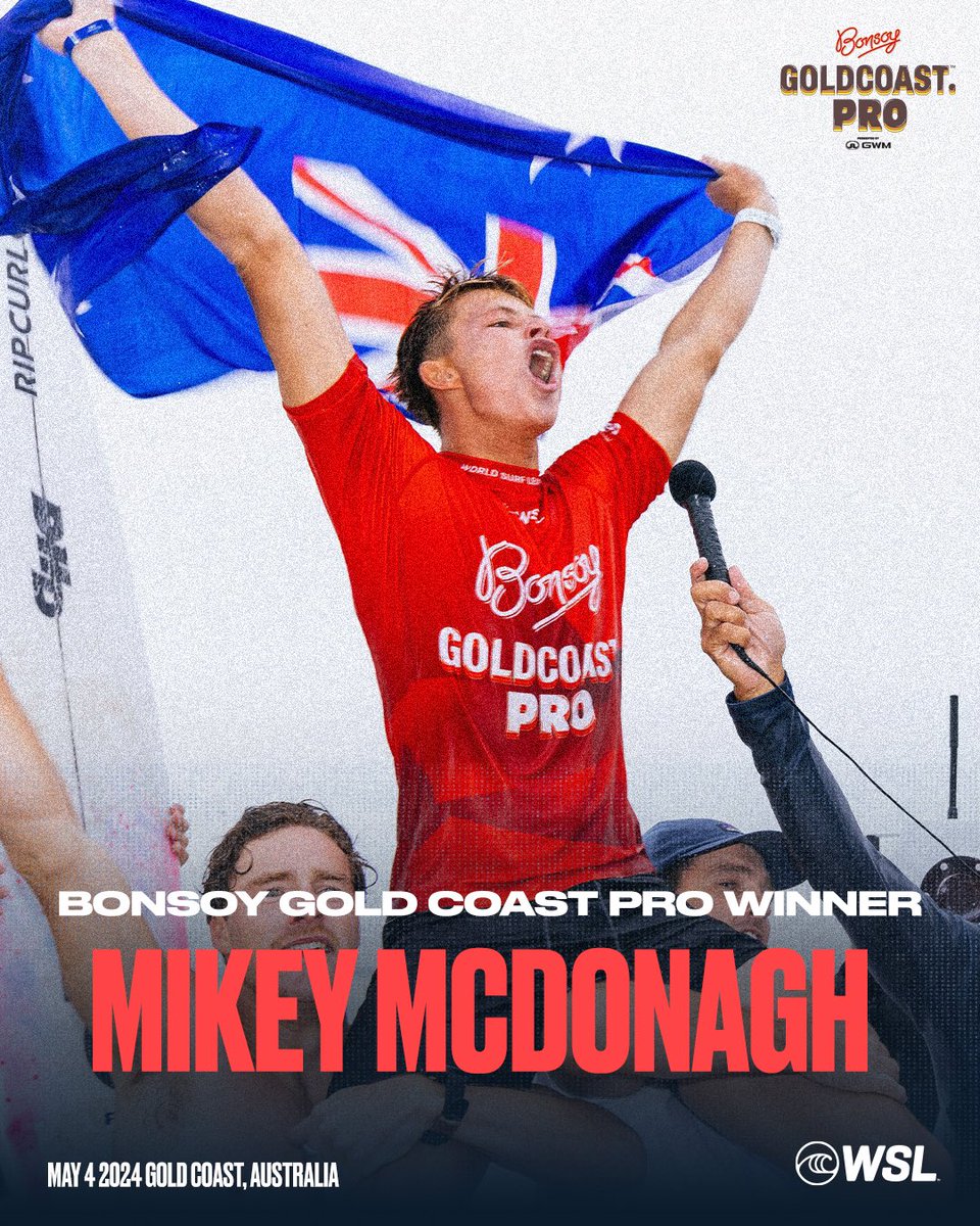 Congratulations #MikeyMcDonagh, winner of the @originalbonsoy #GoldCoastPro! 🏆 @gwmaustralia @destgc