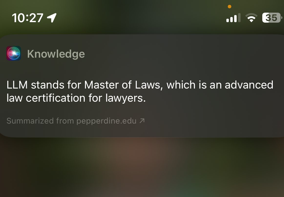 I just asked Siri “what is an LLM” and it gave me this. Honestly explains everything.