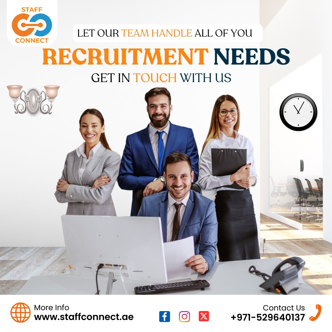 Leave your recruitment needs to our expert team. Contact us now for seamless staffing solutions tailored to your requirements.

🌐 staffconnect.ae

#staffconnectuae #expertrecruitment #staffingsolutions #tailoredhiring #recruitmentexperts #seamlessstaffing #dubai #uae