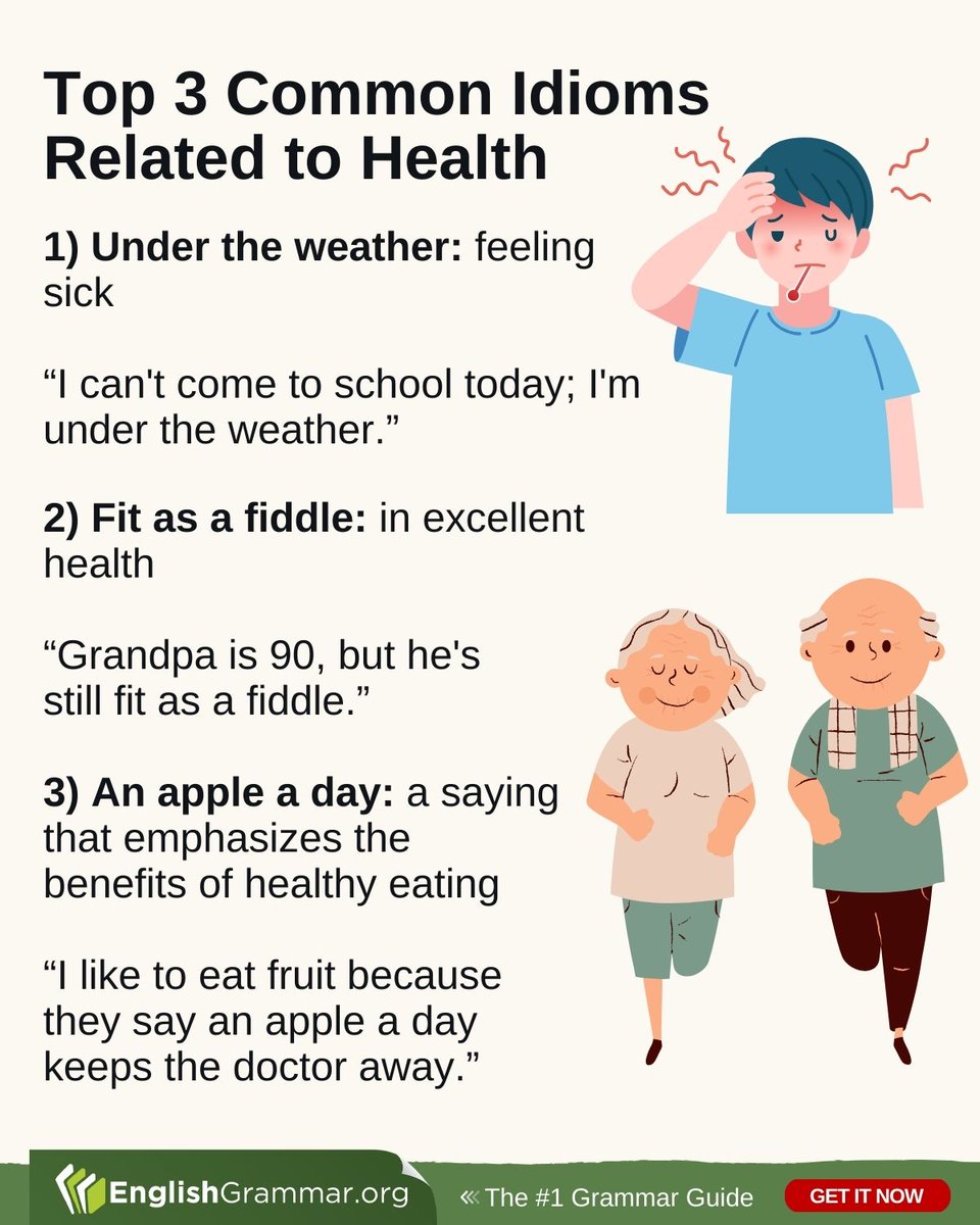 Top 3 Common Idioms Related to Health #vocabulary #writing #amwriting