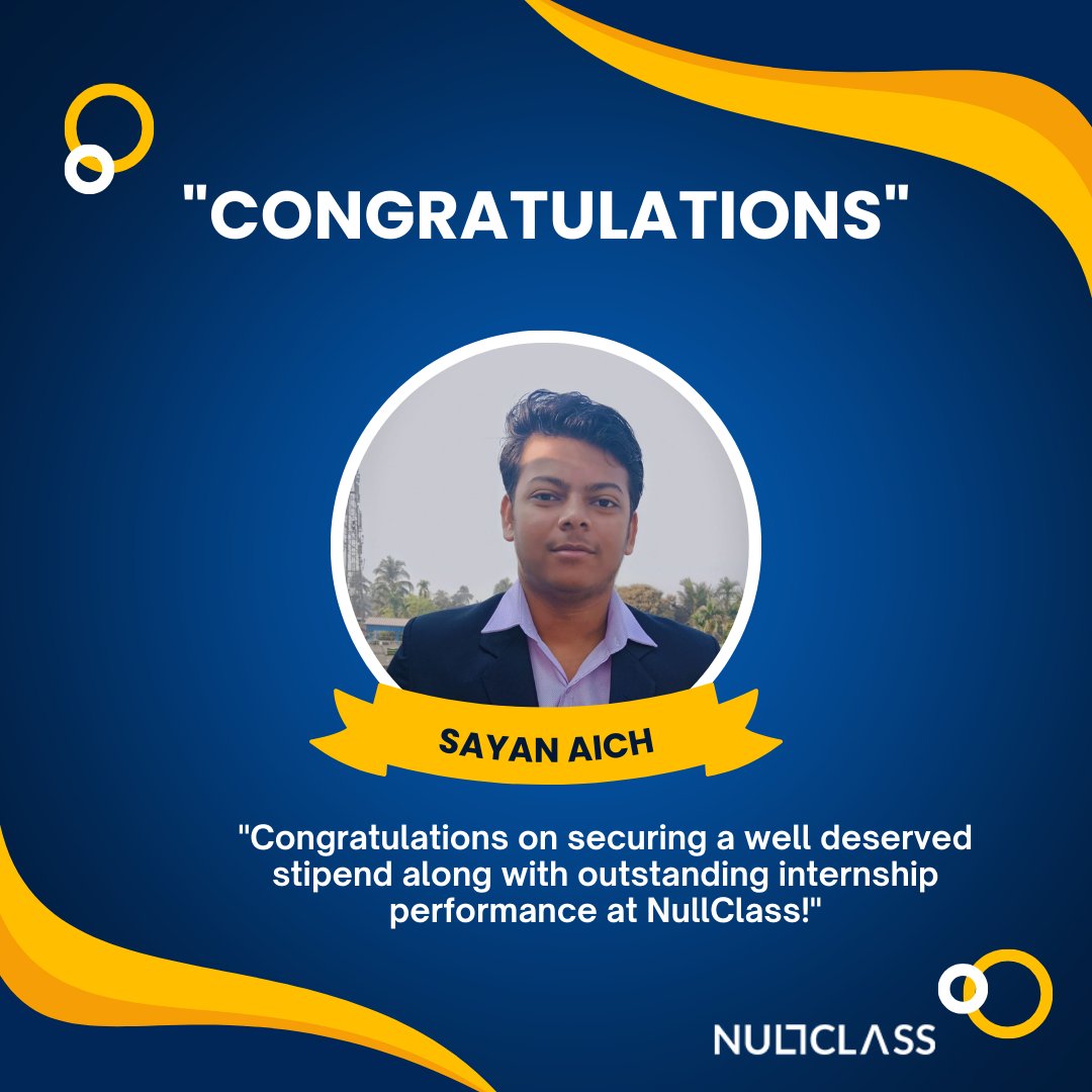 nullclassdotcom's tweet image. Let's give a big round of applause to our dedicated student, *SAYAN AICH* , for landing an incredible internship opportunity through NullClass! 🌟
"linkedin.com/in/sayan-aich-…"
#internship #webdevelopment #Datascience #Achievement #Congratulations #Nullclass
