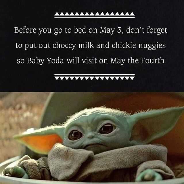 Don't forget!! And May the 4th be with you all!#babyyoda #choccymilk #chickienuggies #maytheforcebewithyou #betterthansantaclaus #thechild #thisistheway #maythe4thbewithyou #starwarsday
