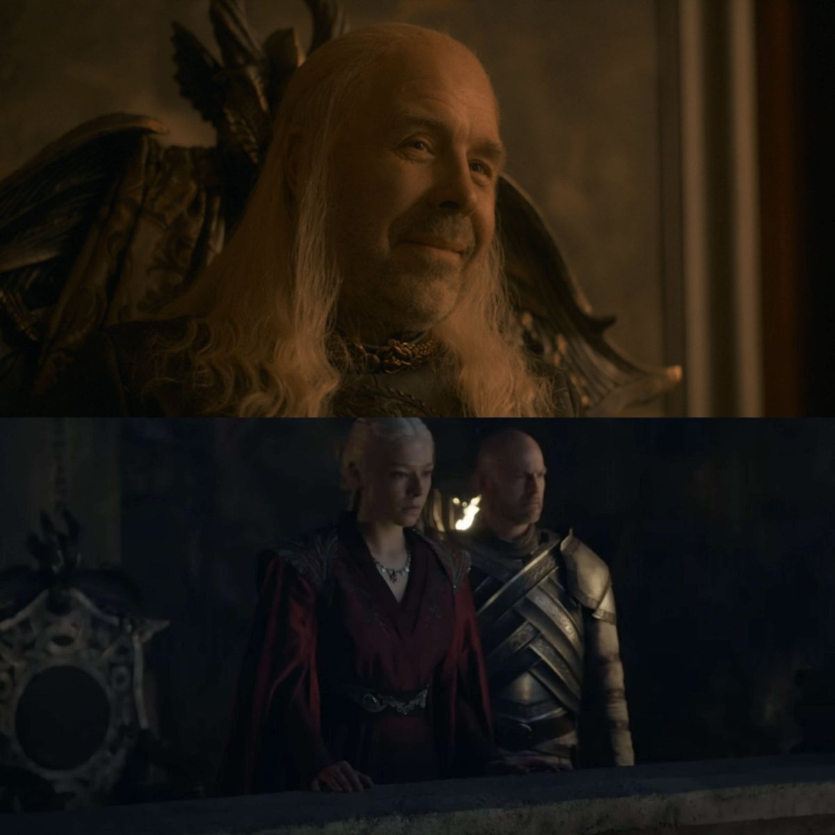 We love clever recycling 🥰 Viserys' chair from the hunt reappears on Dragonstone in season 2!