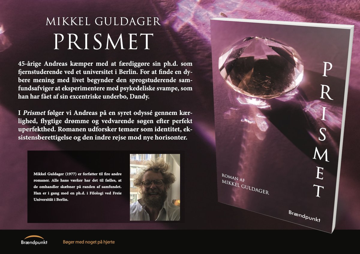 I dag den 4. maj udkommer romanen PRISMET af Mikkel Guldager!

Mikkel Guldager (1977) er forfatter til fire andre romaner. Alle hans værker har det til fælles, at de omhandler skæbner på randen af samfundet. 

Læs mere om udgivelsen og forfatteren her:
brændpunkt.dk/index.php/prod…