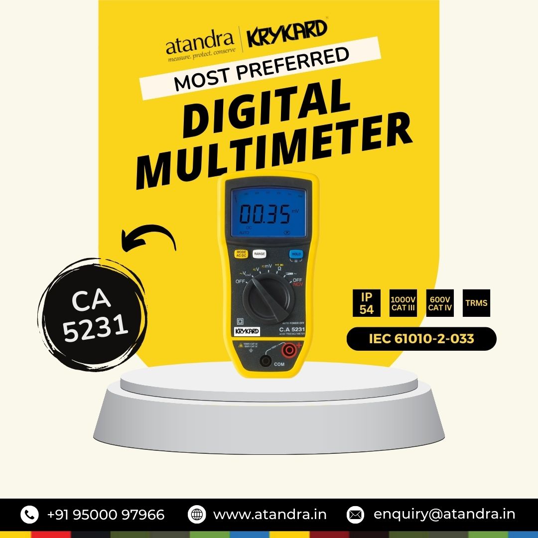 Are you looking for a reliable, compact digital multimeter to tackle your daily tasks with ease?

Presenting the Krykard C.A 5231 your go-to solution for all electrical measurements.

Contact us today at +91 95000 97966 or enquiry@atandra.in to know more.