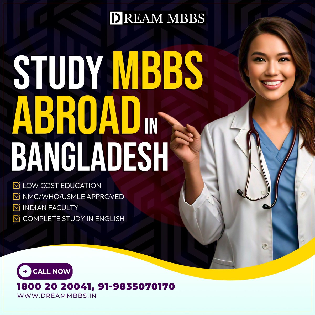 Unlock your potential in medicine! 
Explore unparalleled opportunities to study MBBS in Bangladesh
Start your medical career on the right path from Bangladesh.
Call us at 18002020041 or 9835070170
__
#mbbsabroad2024 #dreammbbs #drmrinal #studyabroad #mbbsbangladesh #mbbsabroad