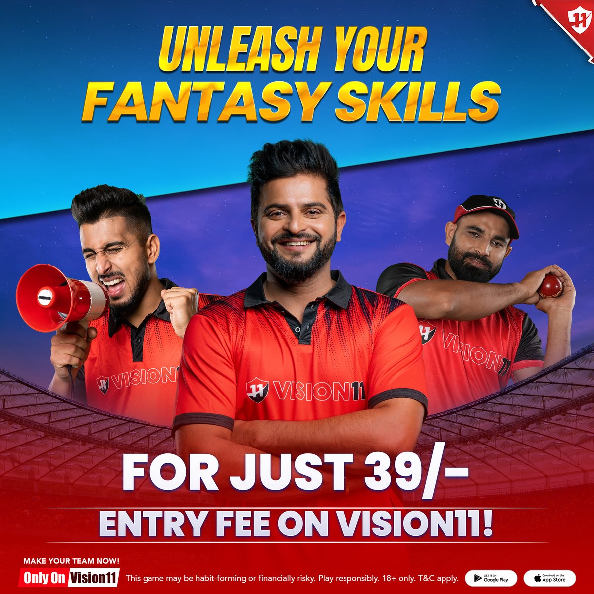 Entry fee is as low as 39/-!😲 Enjoy it only on Vision11!📱 Sign up now to enjoy amazing wins1💰 . . . #FantasyCricket #FantasyCric #FantasyT20 #FantasyTest #FantasyCricketChallenge #FantasyCricketMatch #vision11 #fantasyapp