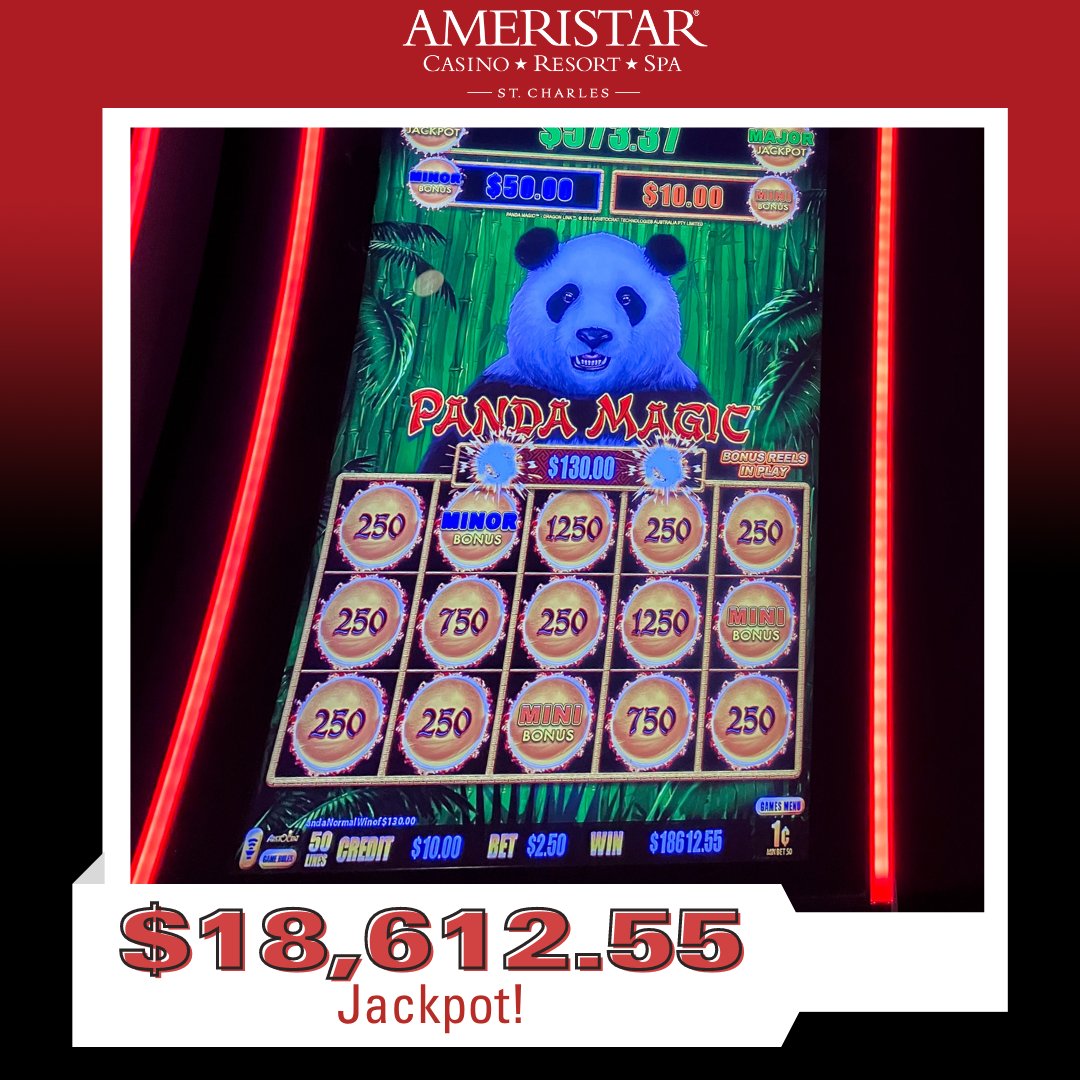 Anything is possible with a little Panda Magic! ✨🐼✨ This guest turned a $2.50 bet into a $18,612.55 JACKPOT playing Dragon Link Panda Magic!