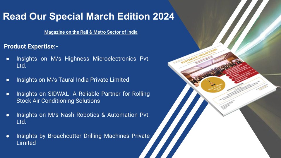 Read Our Special March Edition 2024 | Magazine on the Rail & Metro Sector of India

Click here for read our magazine: railanalysis.in/info/railanaly…

@HighnessMicro

#magazine #rollingstock #indianrailways #railways #metro #event #interview #productexpertise #railanalysis #projects