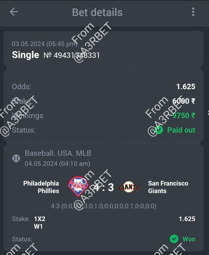 Baseball - MLB

⚾ Philadelphia Phillies ML ✅
🔖 1.62
💵 10 Units

#GamblingTwitter #SportsBetting #TeamParieur #SportsPicks #Betting #A3RBET #FreePicks #SportsBettor

#MLB #MLBPicks #MLBTwitter #Baseball #RingTheBell #SanFranciscoGiants #SFGiants

Like + RT