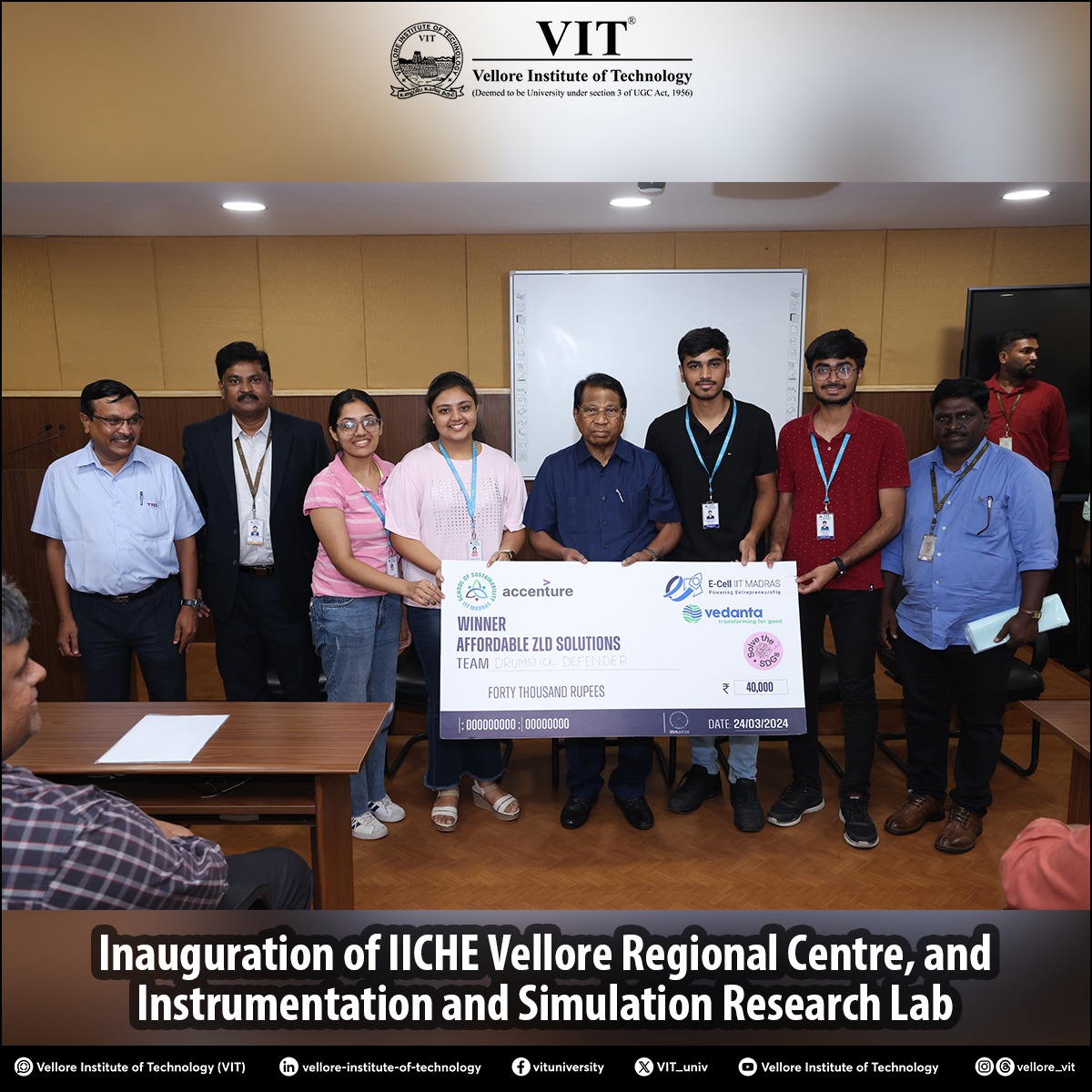 SCHEME School in association with IIChE Vellore Regional Centre, inaugurated the high-end 'Instrumentation and Simulation Research Laboratory (ISR LAB).'

#VIT #IIChE #ISRLAB #chemicalengineering