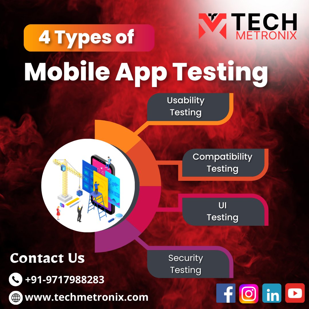 How to test Mobile Applications? The 4 key categories of app testing are functional, usability, performance, and security, which ensure quality and dependability in mobile applications.

#techmetronix #mobileapps #mobileapptesting #itcompany #gurugram