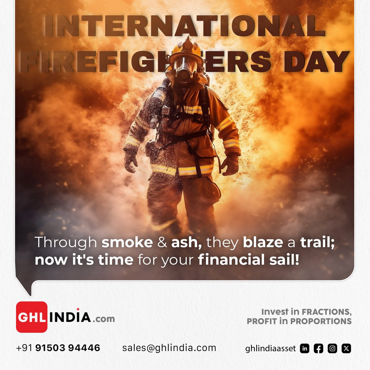 Saluting the Brave Hearts! On Firefighters Day🎉

#investment #InvestSmart #investor #Invest #IncomeOpportunity #incomestreams #passiveincome #passiveincomeideas #passiveincomeonline #wealthbuilding #wealthcreation #wealthmanagement #wealth #ReturnOnInvestment #FirefightersDay