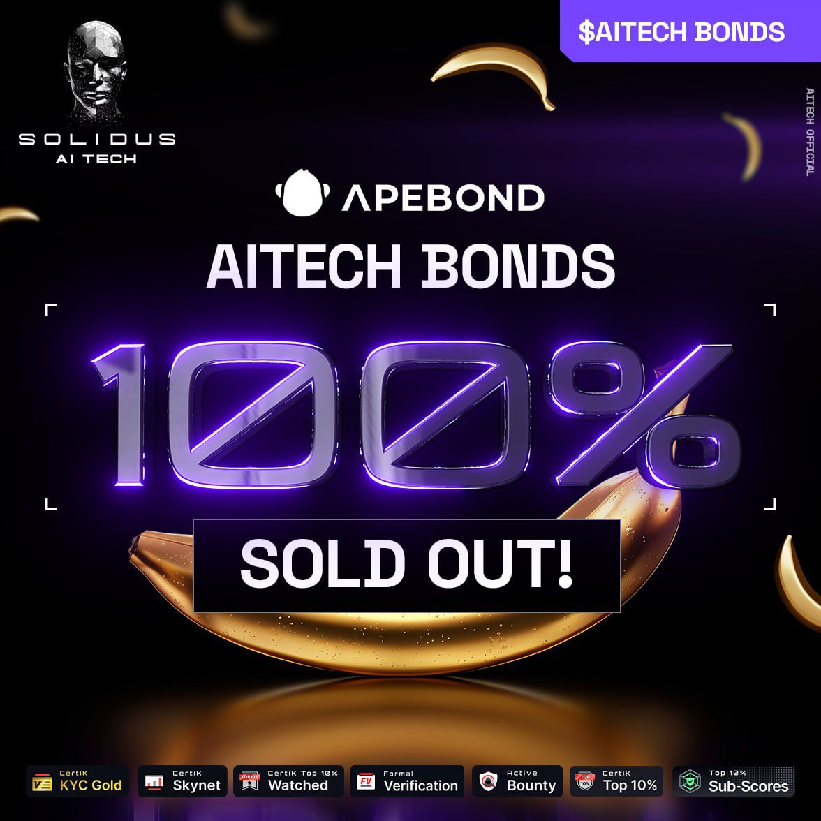 💰 $AITECH Bonds - Sold Out!

🌟 We are thrilled to announce that $AITECH bonds on ApeBond are now 100% sold out!