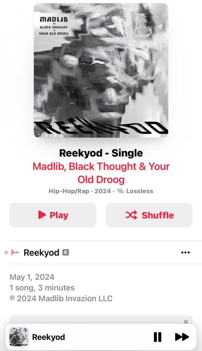 If you want to clear your palette from all that beef… Madlib just released a song featuring myself &amp; Black Thought