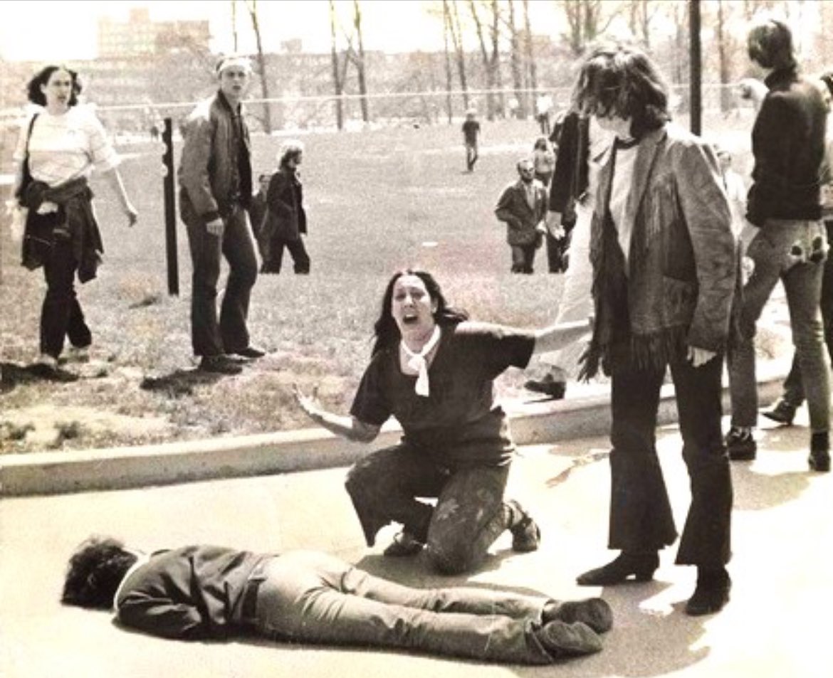 OTD: May 4 1970, Kent State University, Ohio: Students protest against “US complicity in genocide” (VietNam) & against security force presence on their campus. Authorities blame “outside agitators”. US National Guard fire 60+ shots in 13 secs into protestors; 4 dead, 9 wounded