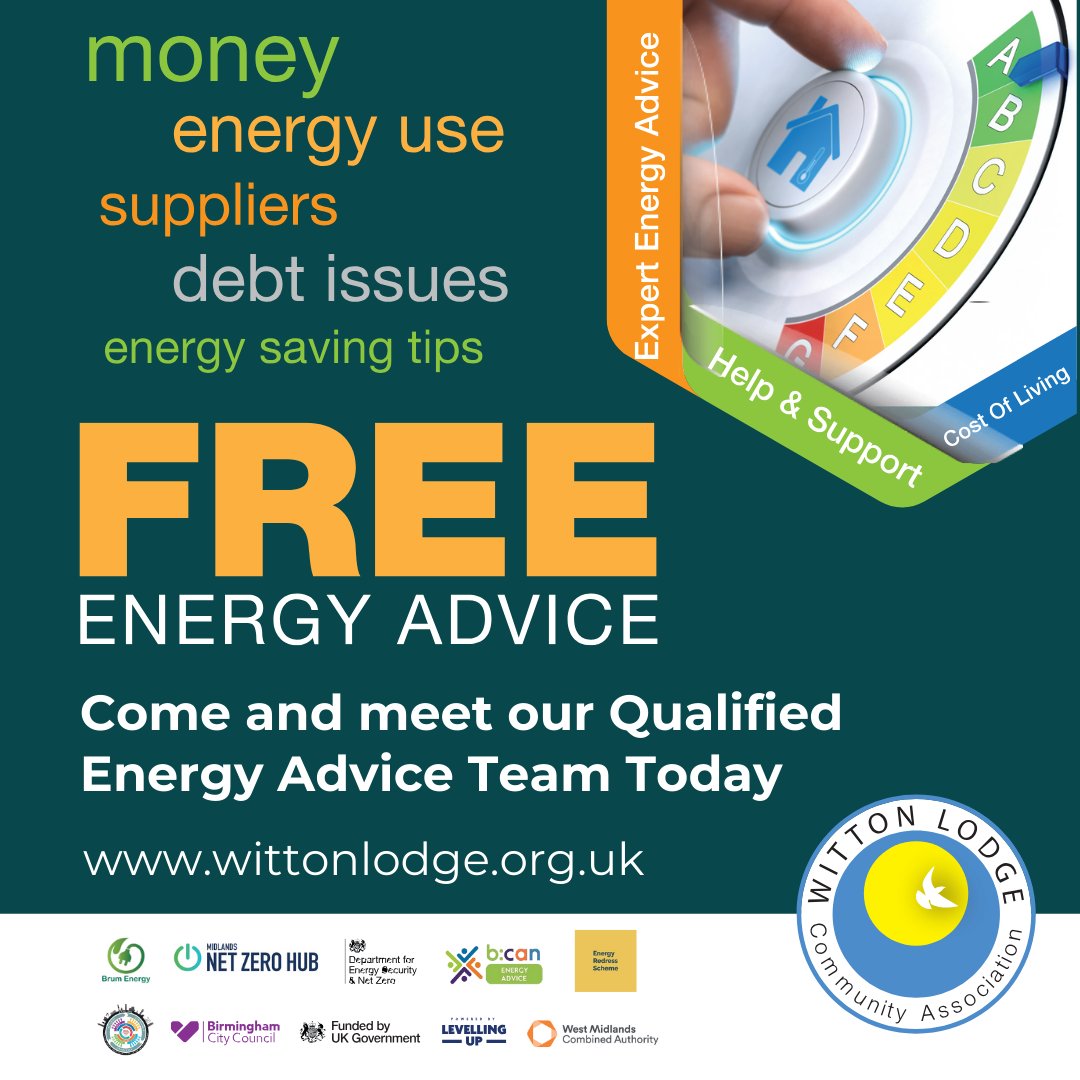 Meet our expert Energy Advisor for advice on saving #energy, managing debt & dealing with gas/electricity providers. 📅 7th May 10am–12pm - Think Positive Be Positive, The Sanctuary, Tangmere Drive B35 7PX 📅 8th May 10.15am–12pm - St Chads Church Centre, #Erdington B24 8HA