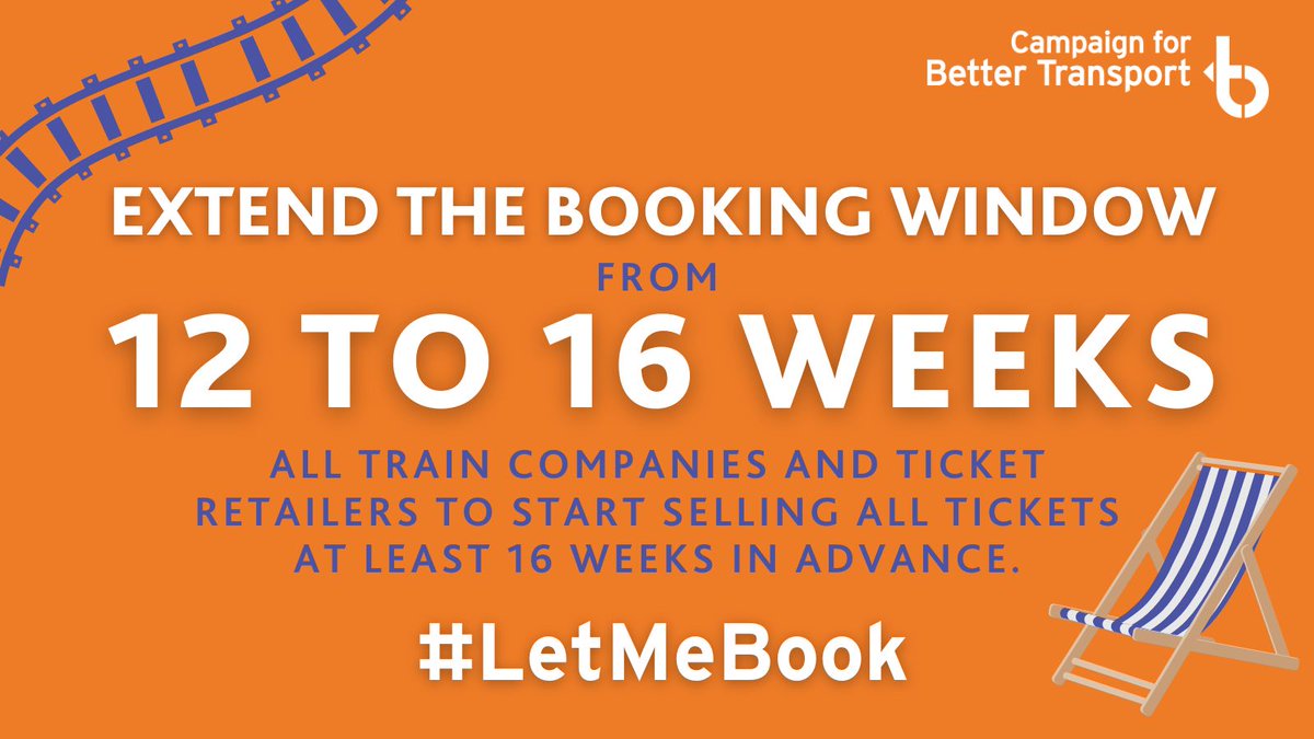 While UK rail passengers are restricted to a 12 week booking window, Eurostar and European trains are bookable much further in advance. We think there should be more consistency by extending the booking window to 16 weeks! 👉bettertransport.org.uk/campaigns/tell…