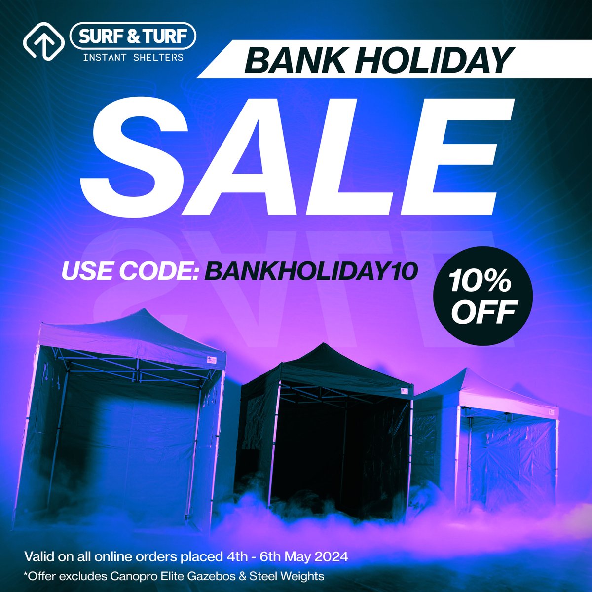 ➡️10% OFF this bank holiday! Grab yourself some discount this weekend ahead of the summer events season! Use code BANKHOLIDAY10 at checkout on online orders placed 4th-6th May.