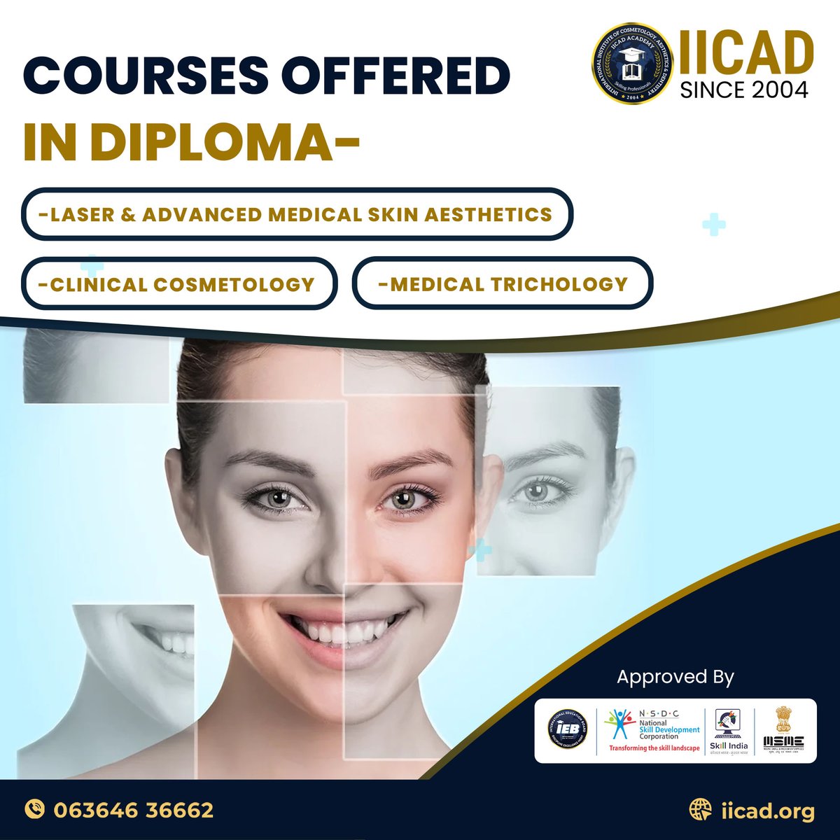 Explore beauty and wellness with our Diploma programs! 🌟 Learn Laser and Advanced Medical Skin Aesthetics, Clinical Cosmetology, and Medical Trichology. 💼💆‍♀️✨

🌏 iicad.org
📲 063646 36662
📍goo.gl/maps/6VDppsjai…
✉  info@iicad.org

#IICAD #Institute #VileParle