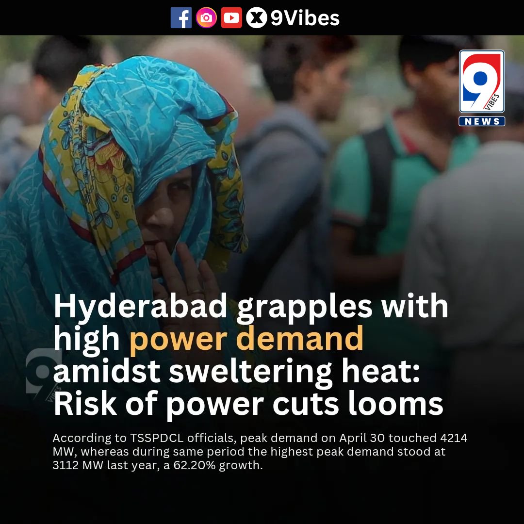 Hyderabad is sizzling!  With temperatures soaring, electricity consumption in GHMC limits has spiked significantly. Stay cool and stay hydrated, folks!  #HyderabadHeat #PowerConsumption #SummerHeat