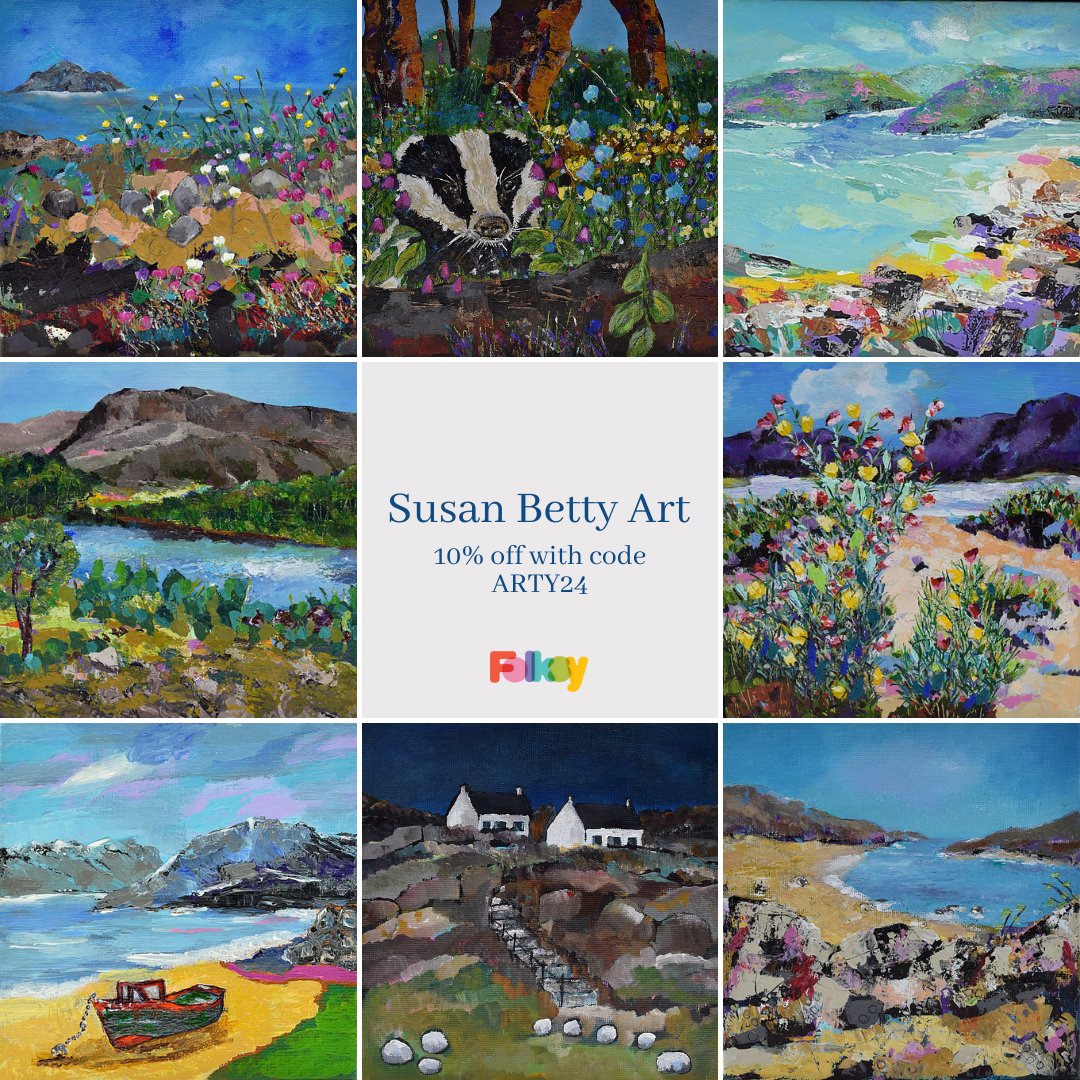 We love Susan Betty Art's original paintings of Scotland's land and seascapes which she creates with acrylics and oils from her Kirriemuir home.⁠ 🖼️ Read our Meet The Maker interview to learn more about May's featured maker. 👇🏻 blog.folksy.com/category/inter…