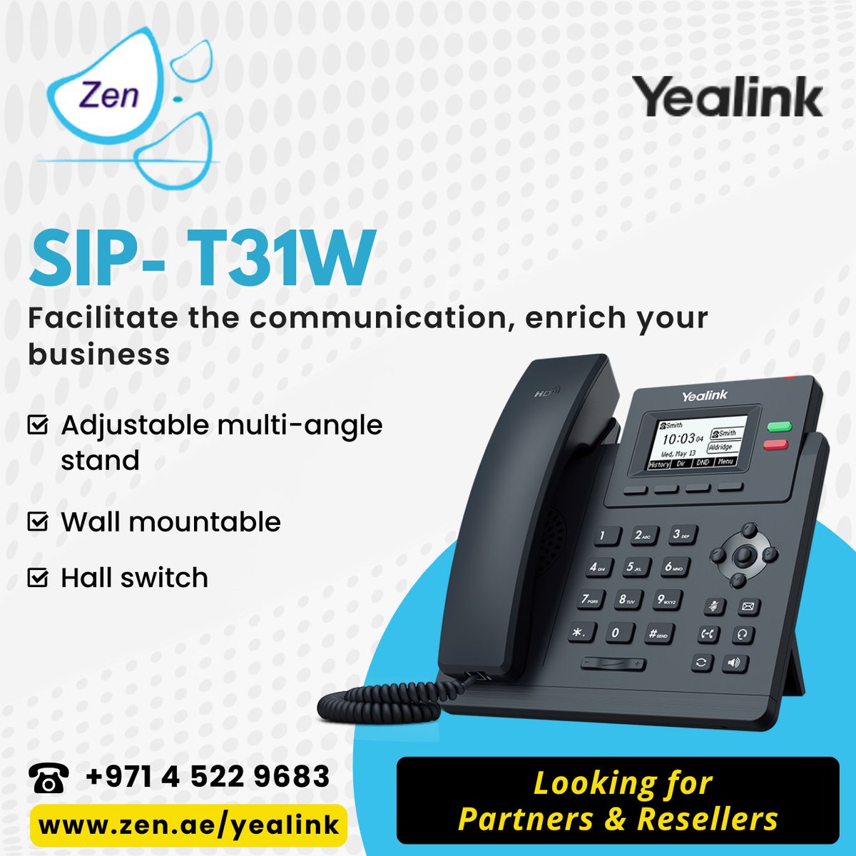 #yealink  SIP- T31W
Facilitate the communication, enrich your business
Looking for partners & resellers.

smpl.is/8l1at

#3cx #zenitdxb #zenit #businesscommunication #dubaistartup #3cxhosting #simhosting #saudistartups