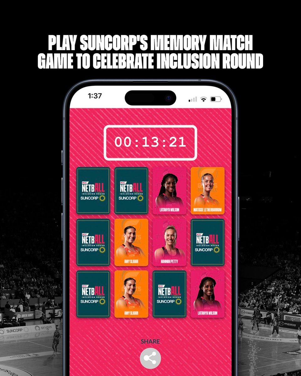 Round 4 is almost here 🥳 Pass the time and test your memory with our Inclusion Round edition of Memory Match 👇 fans.supernetball.com.au/tb_app/501808