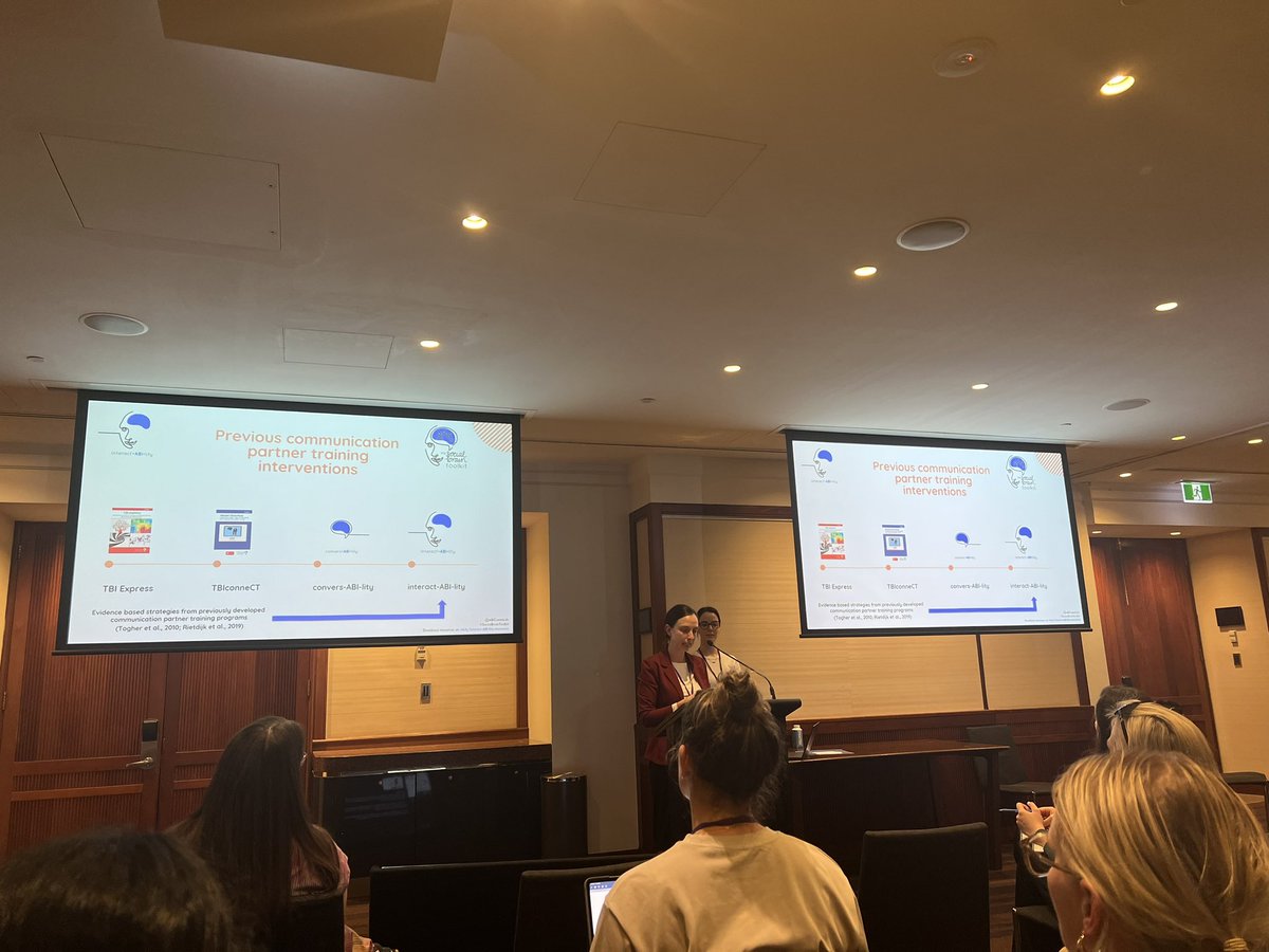 @RachaelReedake and @SophieBrassel presenting a “how to” workshop about @ABICommLab’s free online Interact-ABI-lity communication partner training for ppl with #braininjury @ASSBI1 #ASSBI24 @PetraAvramovic @LissBEE_CPSP @dr_epower @Sydney_Uni @syd_health abi-communication-lab.sydney.edu.au/courses/intera…