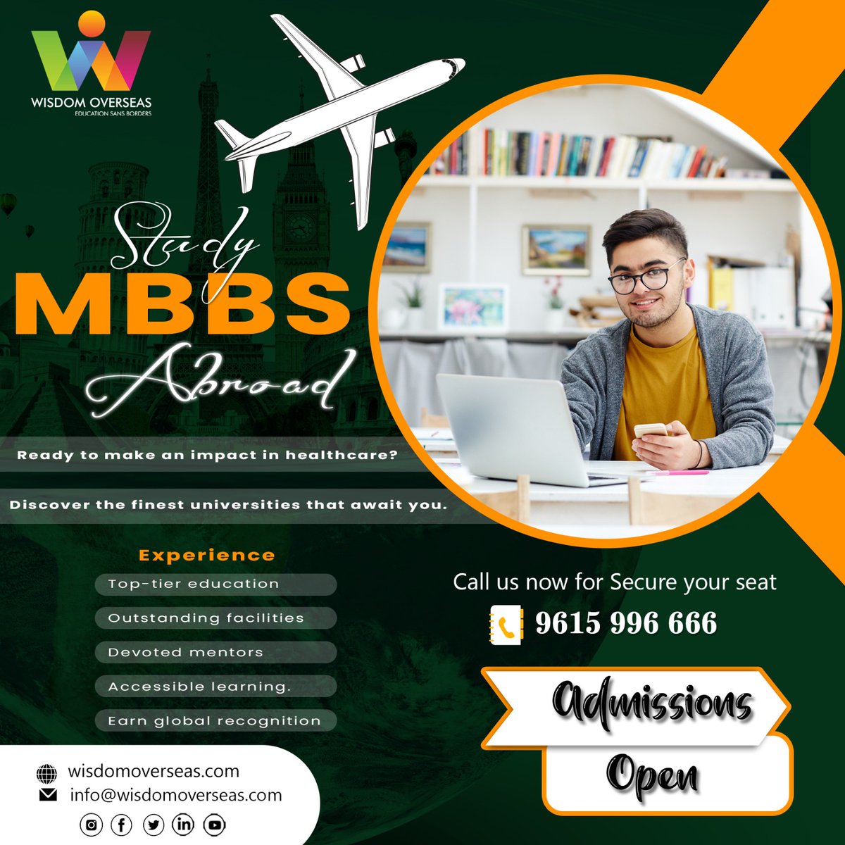 Ready to revolutionize healthcare? Discover premier universities offering MBBS programs abroad!
Call us at 9615996666 
Admissions open!
VISIT:wisdomoverseas.com
Subscribe Link: bit.ly/375P22M
#mbbsabroad #StudyMBBSAbroad #mbbsabroadforindianstudents  #WisdomOverseas
