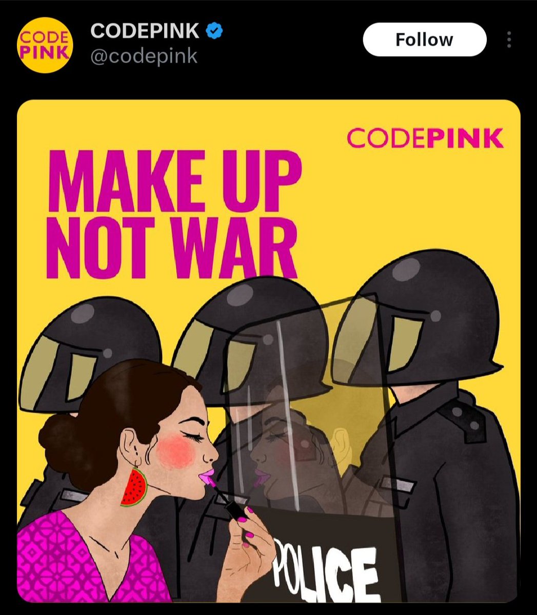 This is how propaganda works: steal an iconic photo, and then modify it to fit your narrative. In case you didn't know, @codepink strongly supports both the Kremlin and the CCP.

Both the photographer (ssagittarrius on IG) and the subject (allegedly Ana Minadze) should sue.