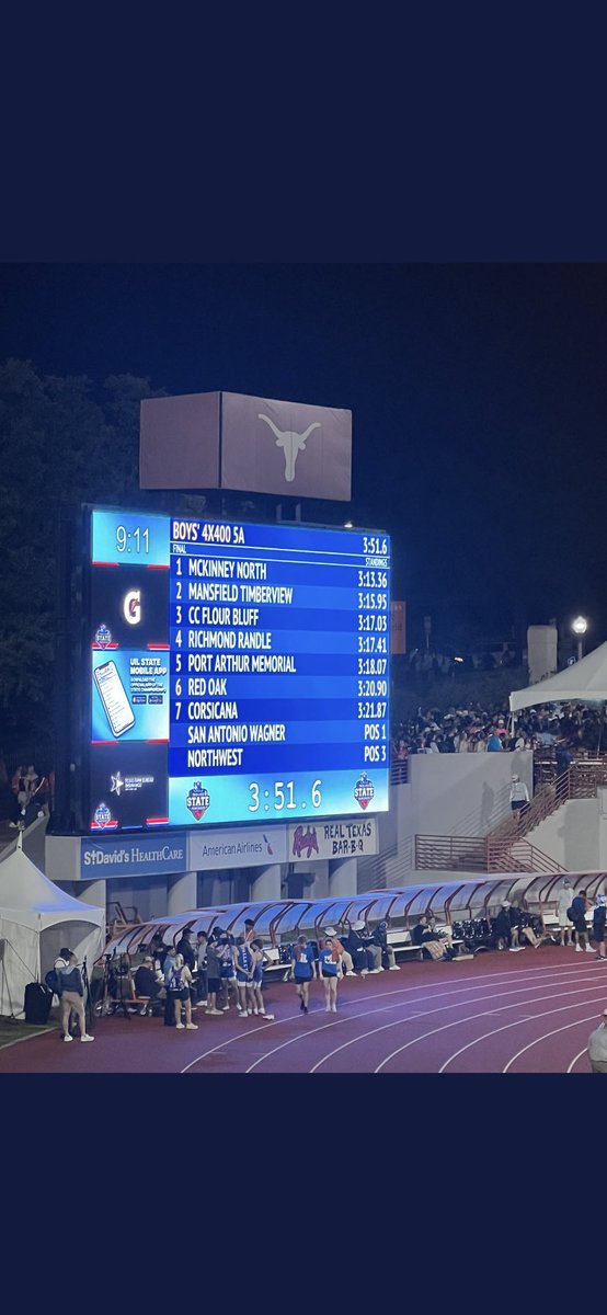 Different quartet same result @DkTyler_25 @keithondavis18 @JP_Walker26 @OffTaylorBriggs are your back-to-back 5A State Champs in the 4x400 relay! But also new school record holders in the event! Who wouldn’t want to be a BULLDOG?!