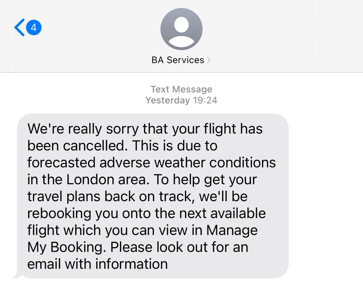 Be interested to know what the adverse weather conditions were in London this morning? ⁦<a href="/British_Airways/">British Airways</a>⁩ ⁦<a href="/metofficeUK/">Met Office - UK</a>⁩