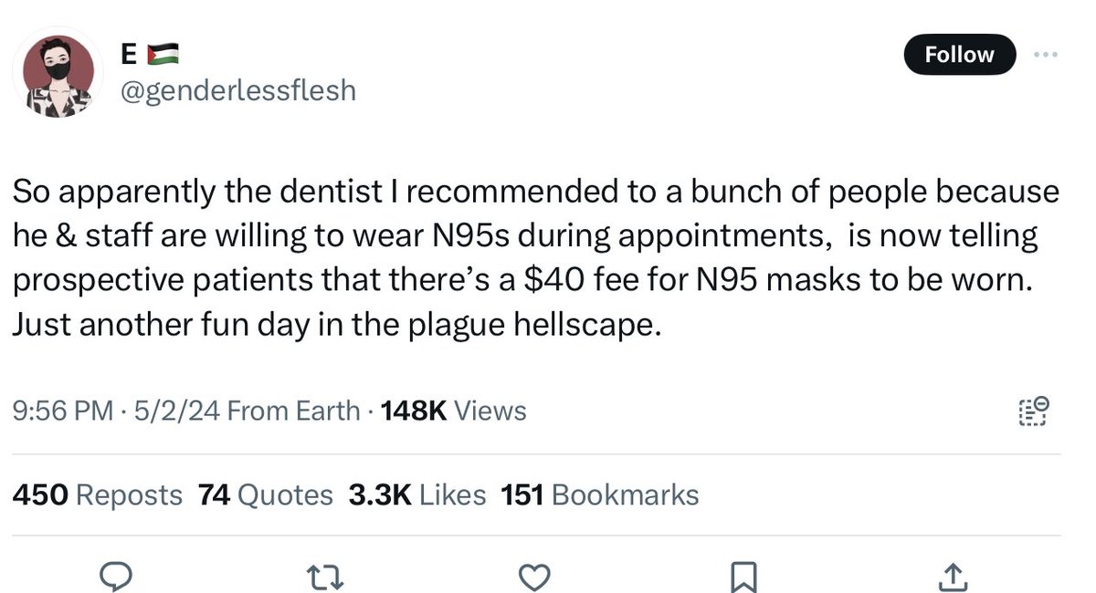 Ah man if you can’t trust “genderlessflesh Palestine flag” for a dentist recommendation, who can you trust?