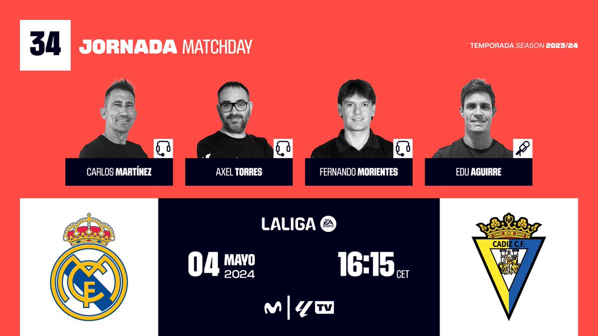 El Madrid puede ser campeón de @LaLiga hoy. Para ello, primero tendrá que ganarle al Cádiz (o empatar). Ancelotti hará cambios, pero su equipo alternativo ya ha dado la cara muchas veces. Los gaditanos llegan con urgencias (a 5 del Celta) y obligados a puntuar. #InsideLaLiga