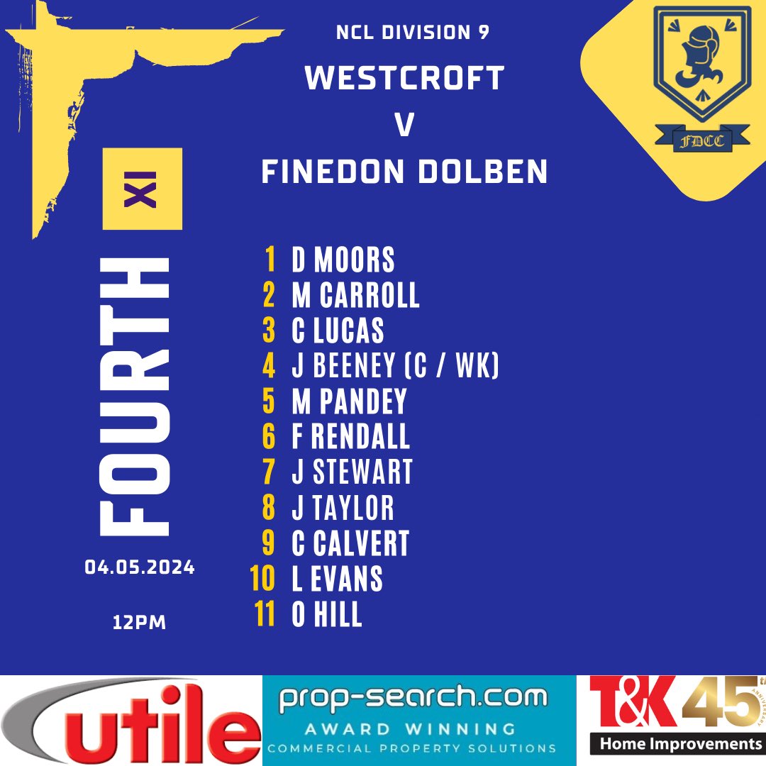 Today’s Team News, as we have all 4 teams out in action. With our 1st XI at home v Desborough, 2nd XI away versus Horton, 3rd XI at home versus Wellingborough Indians & 4th XI travelling to Westcroft. Go well to all involved 🏏