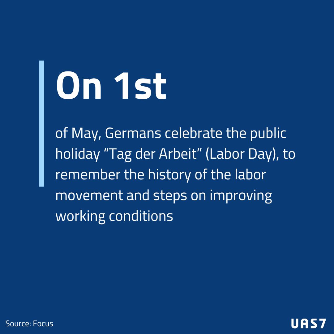 Last Wednesday, Germans celebrated "Tag der Arbeit" by not having to work. Traditionally, unions and labor movements use this day to demonstrate for better working conditions, higher wages and more social equality. Many people enjoy the day with  foods, drinks, and get-togethers.