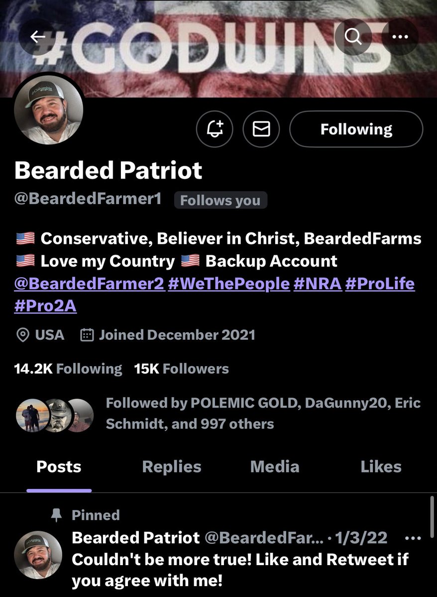 ~🎉Congrats for reaching 15k @BeardedFarmer1 🥳🥳🥳~ follow this amazing awesome Patriot ⬅️