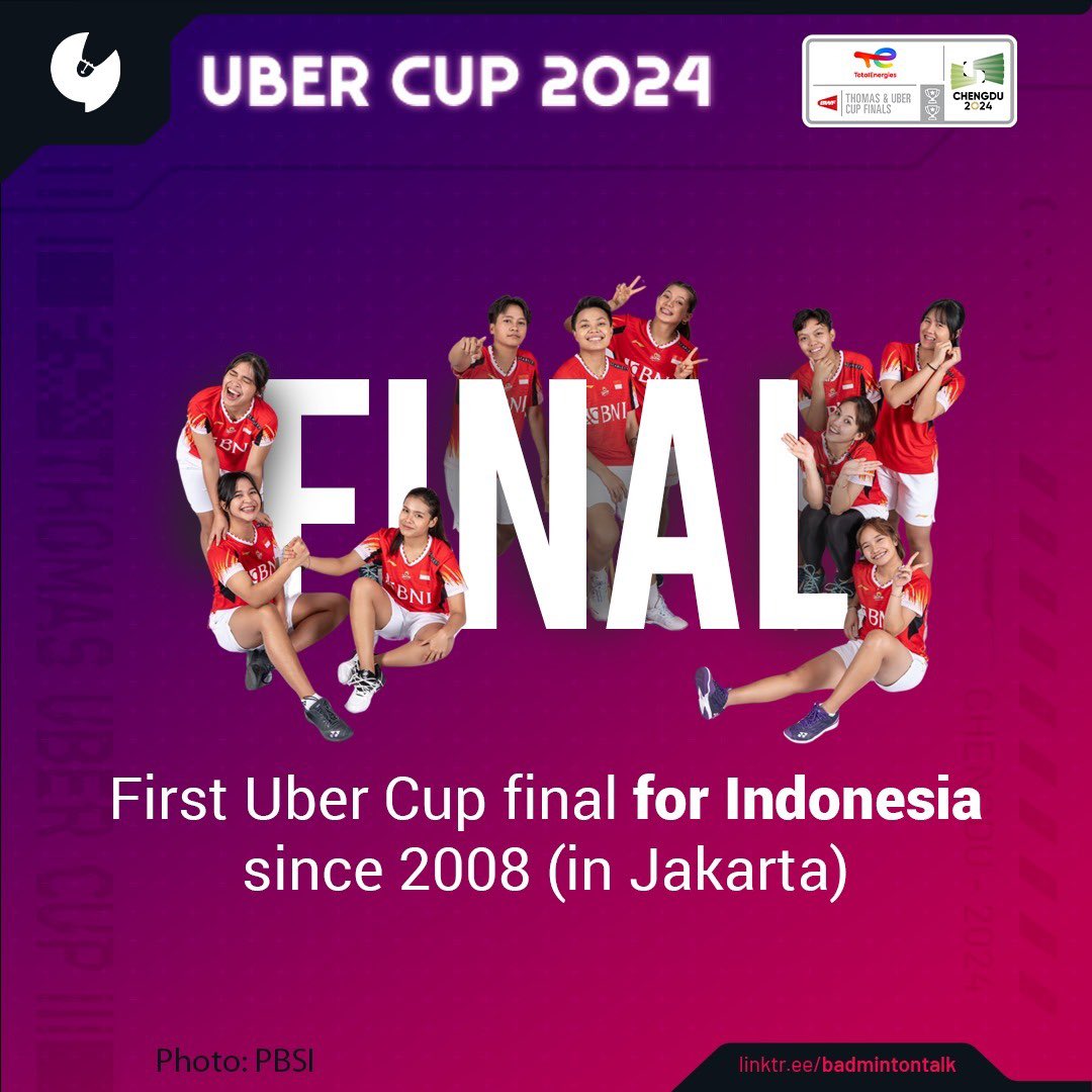 BREAKING FIRST UBER CUP FINAL FOR INDONESIA SINCE 2008 (IN JAKARTA). #UberCup2024 #TUC2024