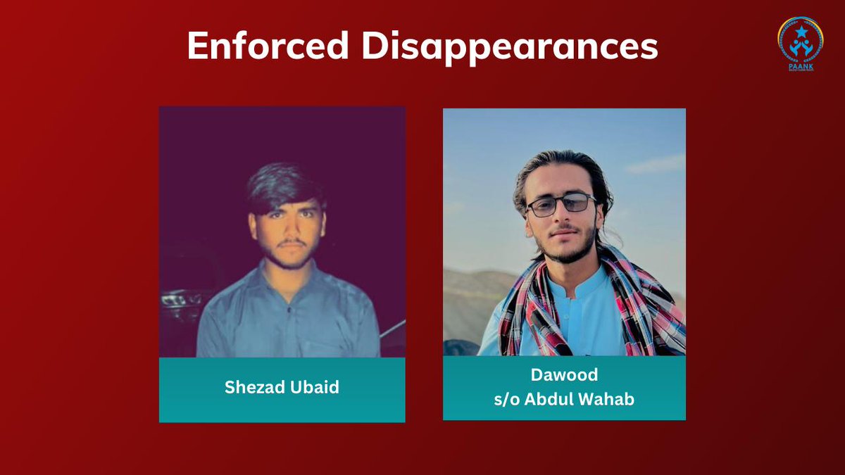 Two teenagers were forcibly disappeared by Pakistani security forces from Newano Zamuran on May 2nd, 2024. Abductees Identified as Dawood s/o Abdul Wahab and Shehzad S/o Ubaid Baloch. We strongly condemn this inhumane act by Pakistan's security forces and urge everyone to speak…