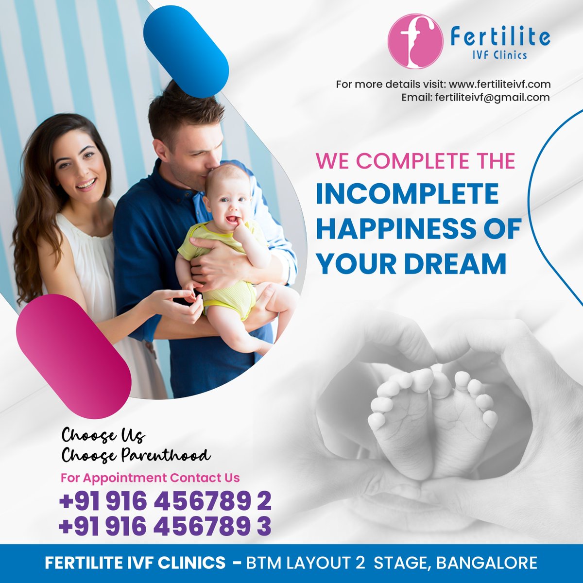 🌟 Struggling to complete your happiness? Look no further! 🌟

🔗 Visit our website fertiliteivf.com for more information and to take the first step towards fulfilling your dreams.

📞 For appointments, contact us at +91 916 4567892 or +91 916 4567893.