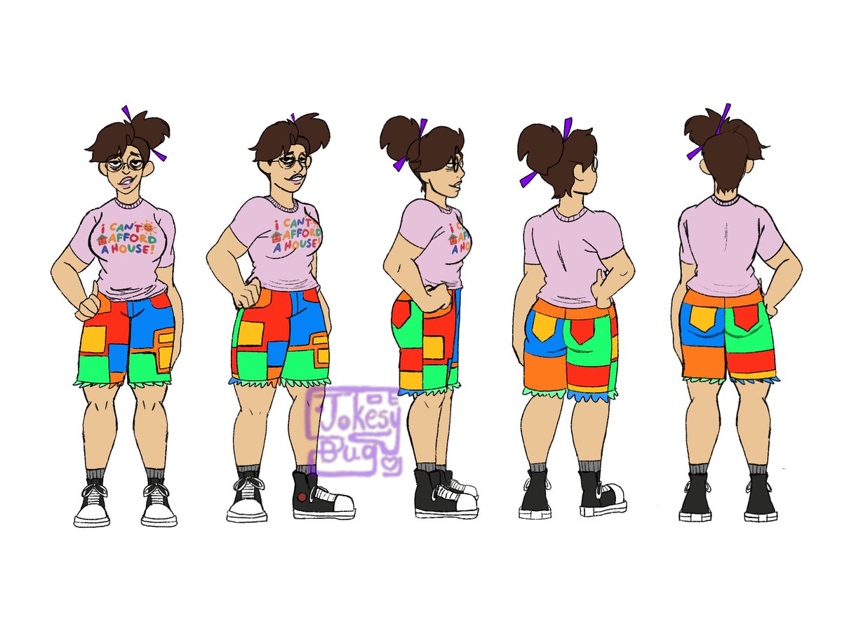 Character turnaround of me I did for my class in the 2023 fall semester #art #ArtistsOfTwitter #animation #animator #characterdesign #charactereferencesheet #lookingforwork #commissionsopen #checkoutmypatreonplease
