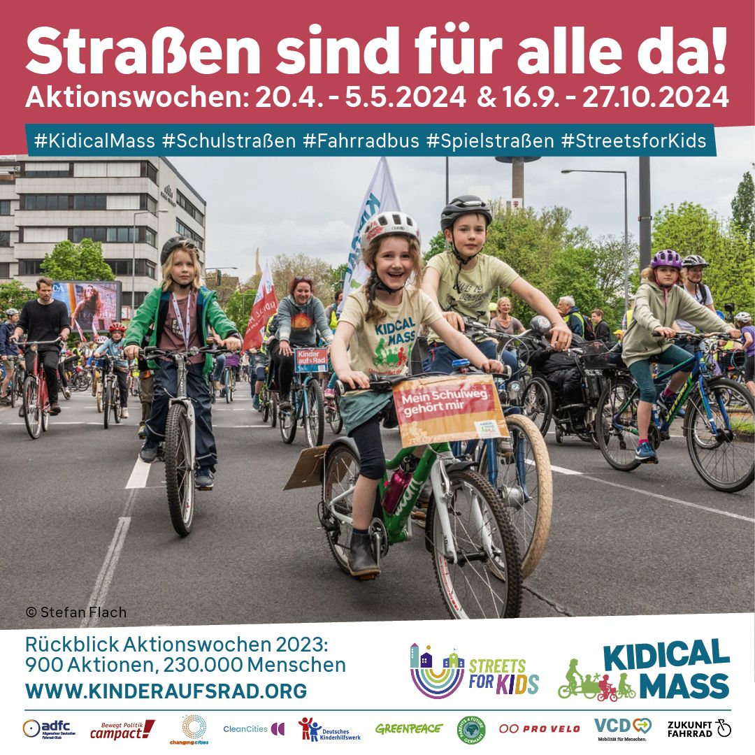 KinderaufsRad's tweet image. Wenn Kinder sich sicher und selbständig auf dem Fahrrad bewegen, macht das sehr glücklich! 
Nach vielen #Schulstraßen Aktionen steht dieses WE im Zeichen der #KidicalMass, für ein kinderfreundliches Straßenverkehrsgesetz und Radwege, die sicher sind.
kinderaufsrad.org