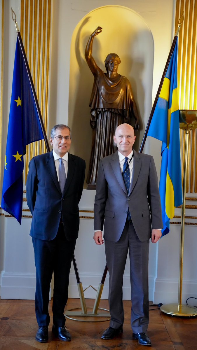 India and Sweden convene seventh session of Foreign Office Consultations in Stockholm. Both countries welcome the progress in all areas of bilateral cooperation.