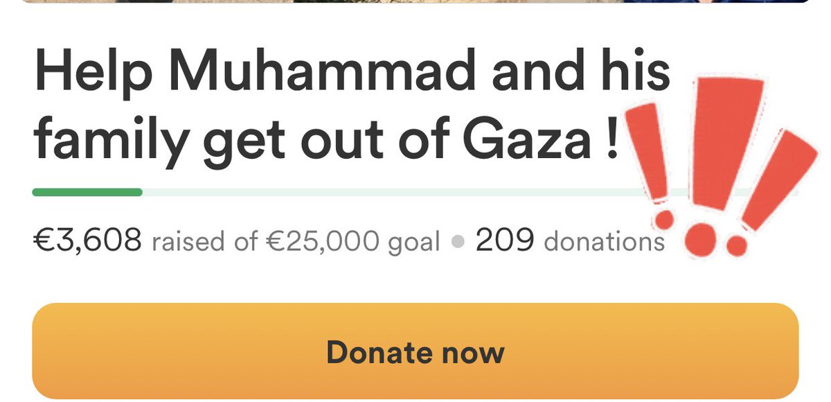 We are not numbers. We want to live and survive the war of extermination being waged in the #Gaza Strip ‼️ Donations have been quite slow and only at least 14% (€3,500+) of their goal has been reached. Please donate!!! gofundme.com/f/MuhmdGaza