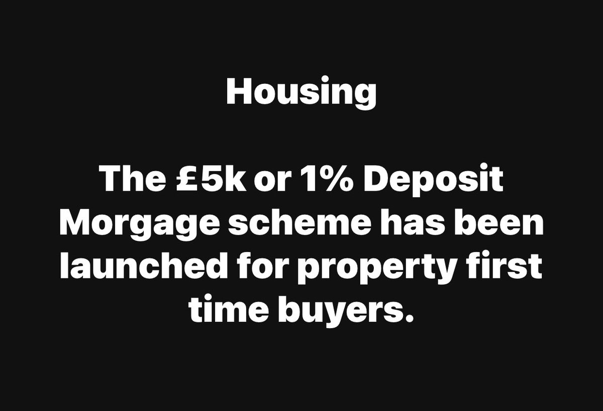 1% or £5k deposit to apply for a mortgage to buy property.