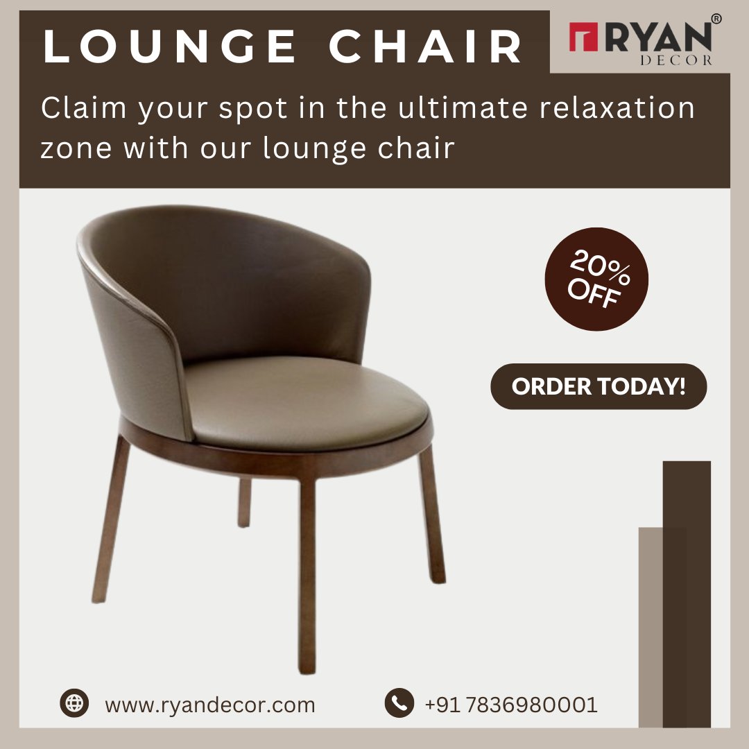 🌿Create your oasis of comfort with Ryan Decor's Lounge Chair! 💖 Enjoy 20% off and transform your relaxation space.🌟
.
.
#RyanDecor #LoungeChair #UltimateComfort #StylishSeating #HomeDecor #InteriorDesign #RelaxationGoals #LuxuryLiving #ComfortAndStyle #FurnitureDesign