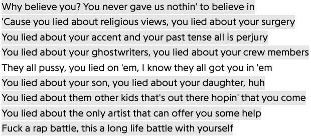 Kendrick has materially DESTROYED Drake's credibility He initially denied Adonis, he's lied about so much in the industry, and Kendrick laid this out step-by-step over the diss tracks He has baited out this entire response and given us no reason to believe Drake given his past